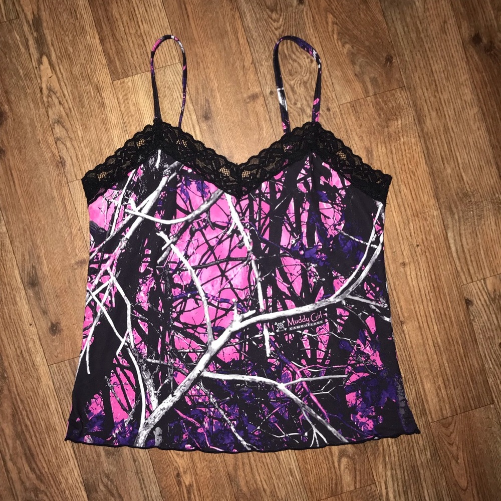 Pink camo tank top